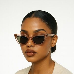 Zenni Cat Eye Sunglasses – Nude Pink Frame Black Lenses